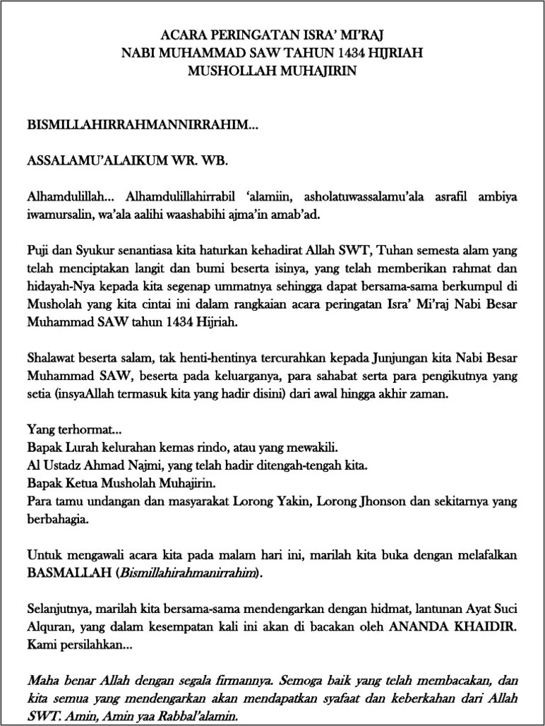 Contoh Surat Undangan Isra Mi Raj Dalam Bahasa Sunda