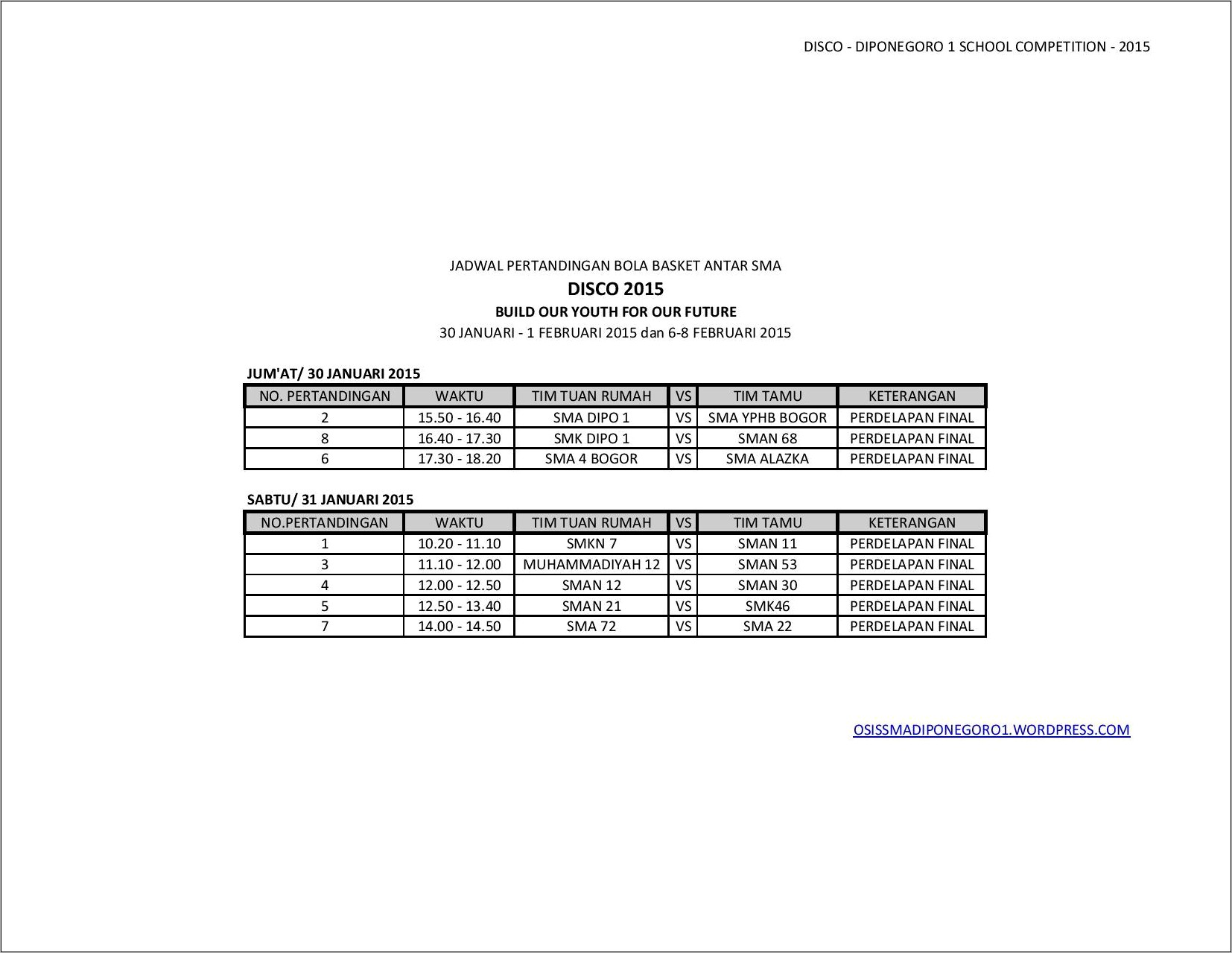 Contoh Surat Undangan Jadwal Pertandingan Basket