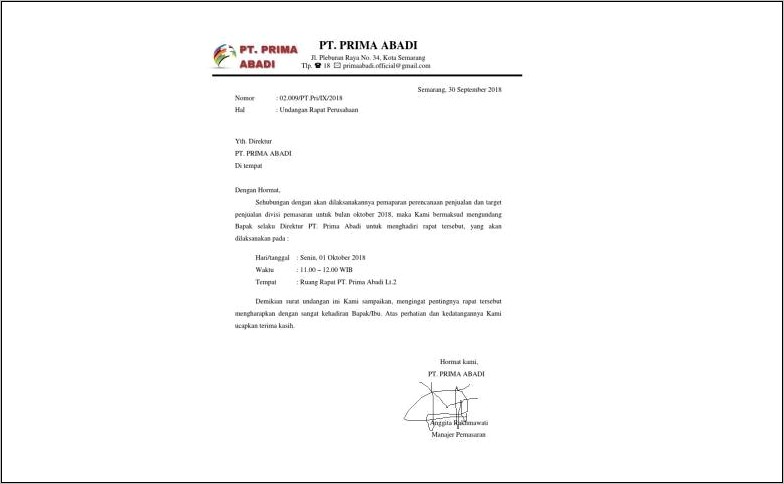 Contoh Surat Undangan Kantor