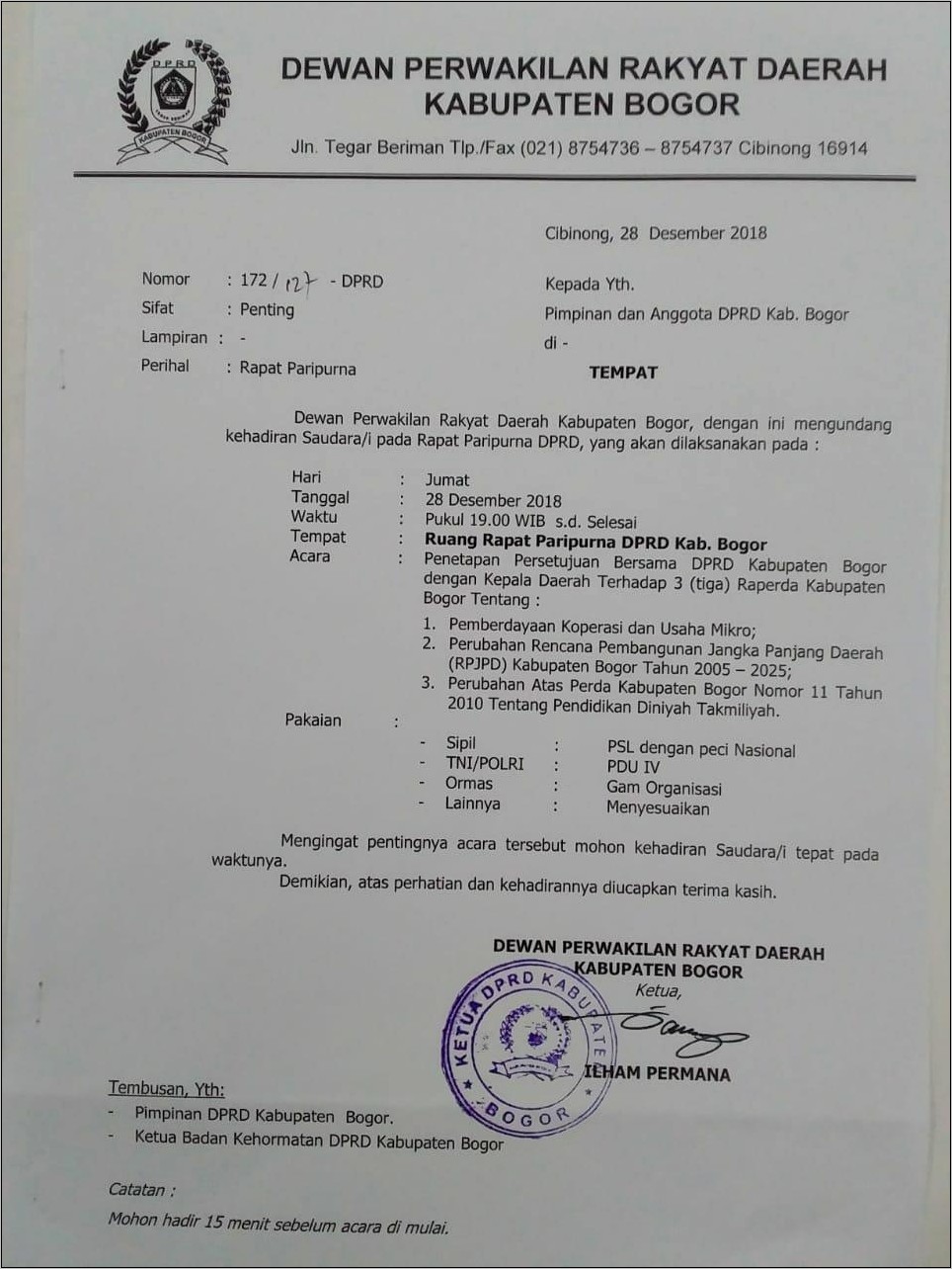 Contoh Surat Undangan Ke Dprd