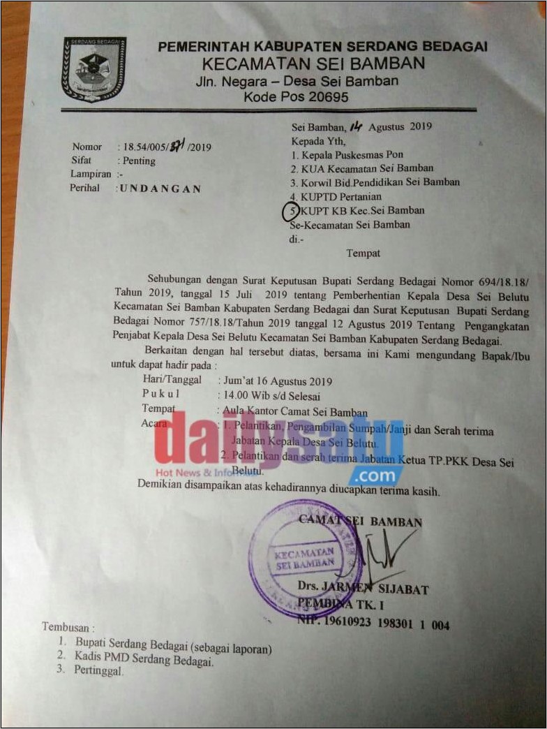 Contoh Surat Undangan Ke Walikota