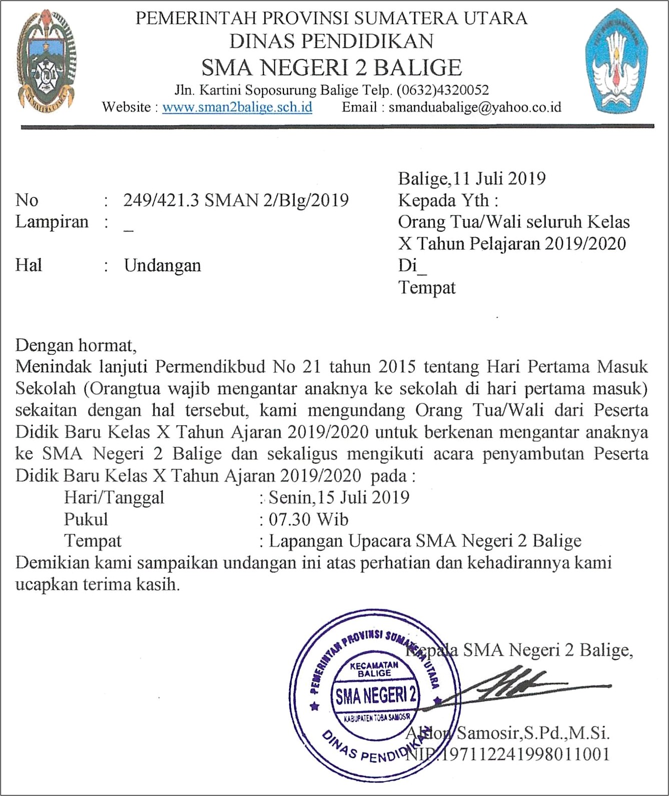 Contoh Surat Undangan Kedua