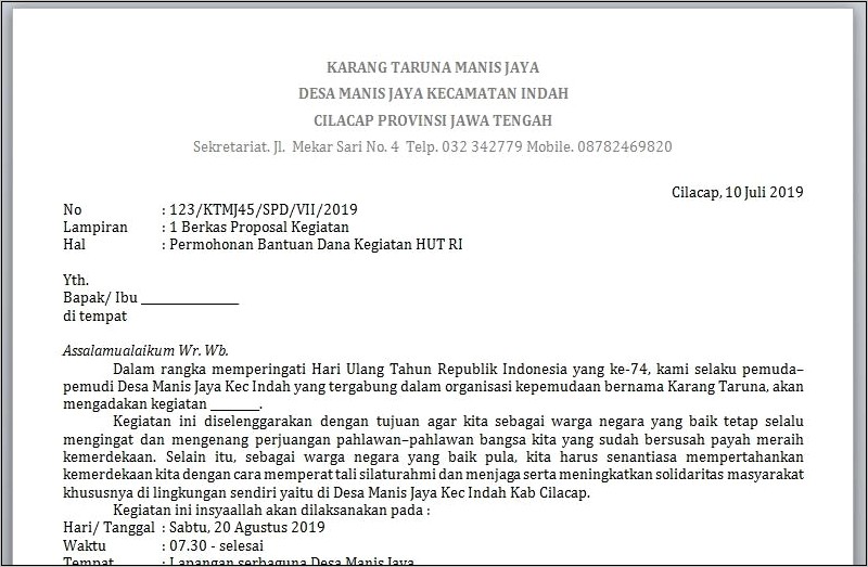 Contoh Surat Undangan Kegiatan 17 Agustus