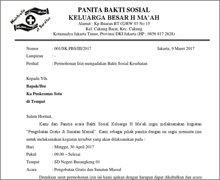 Contoh Surat Undangan Kegiatan Bakti Sosial