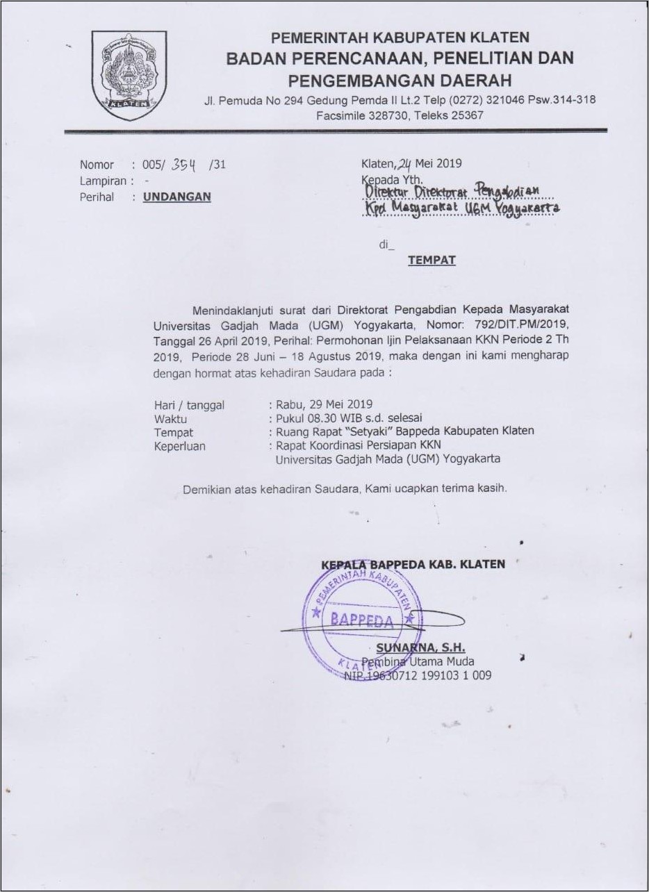 Contoh Surat Undangan Kegiatan Kkn