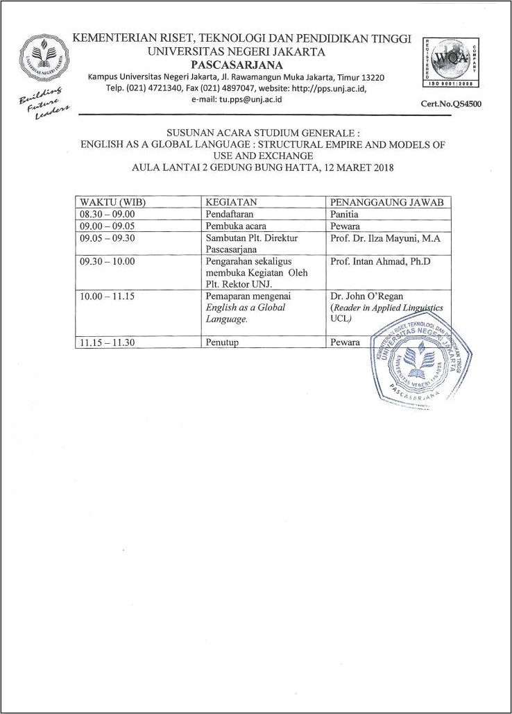 Contoh Surat Undangan Kegiatan Kuliah Umum