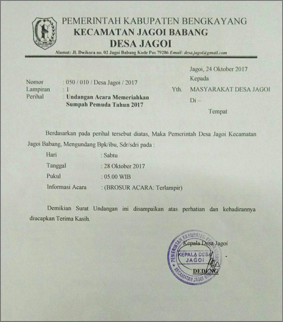 Contoh Surat Undangan Kegiatan Pelatihan Kementerian