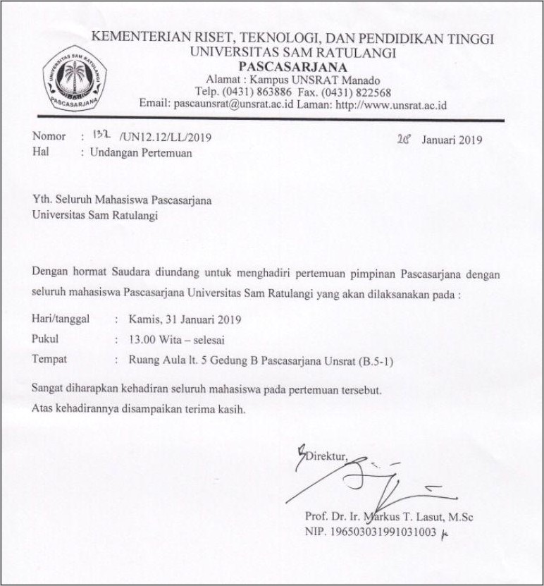 Contoh Surat Undangan Kegiatan Pelatihan