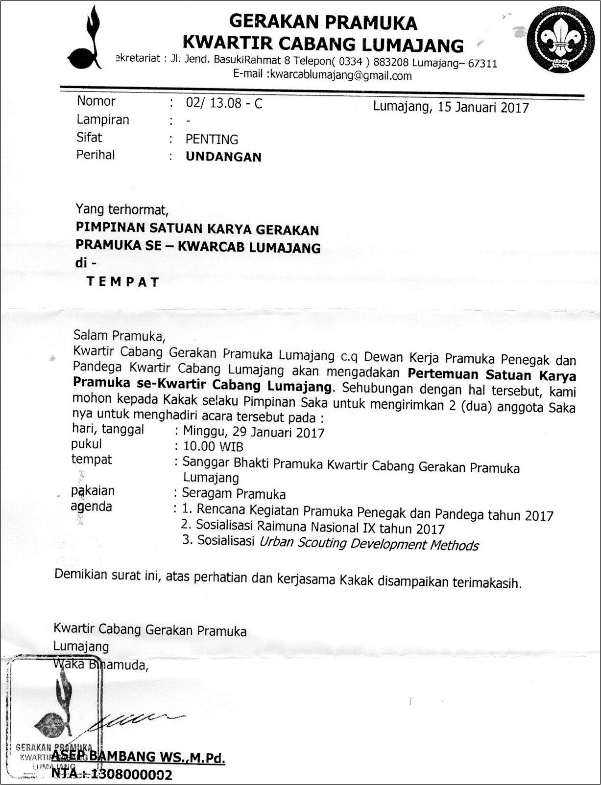 Contoh Surat Undangan Kegiatan Persami Tingkat Penegak Doc