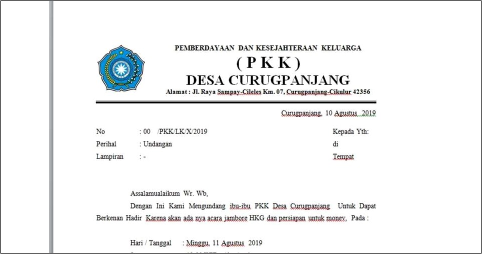 Contoh Surat Undangan Keluarga