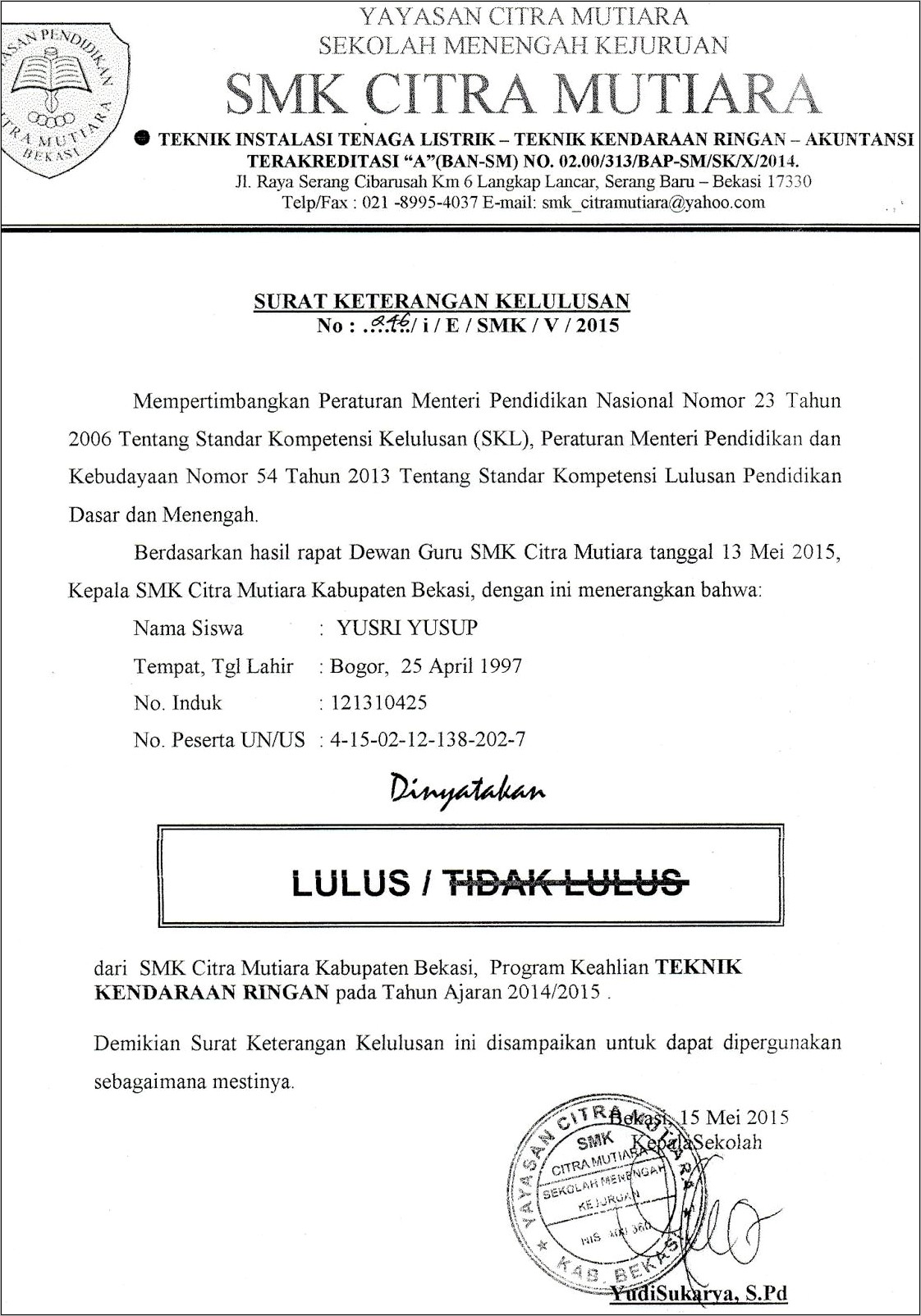 Contoh Surat Undangan Kelulusan Untuk Kepala Sekolah