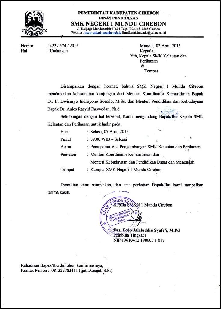 Contoh Surat Undangan Kenaikan Kelas Dan Perpisahan Doc