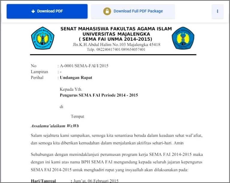 Contoh Surat Undangan Kepada Mahasiswa Untuk Menghadiri Pemilihan Ketua Bem