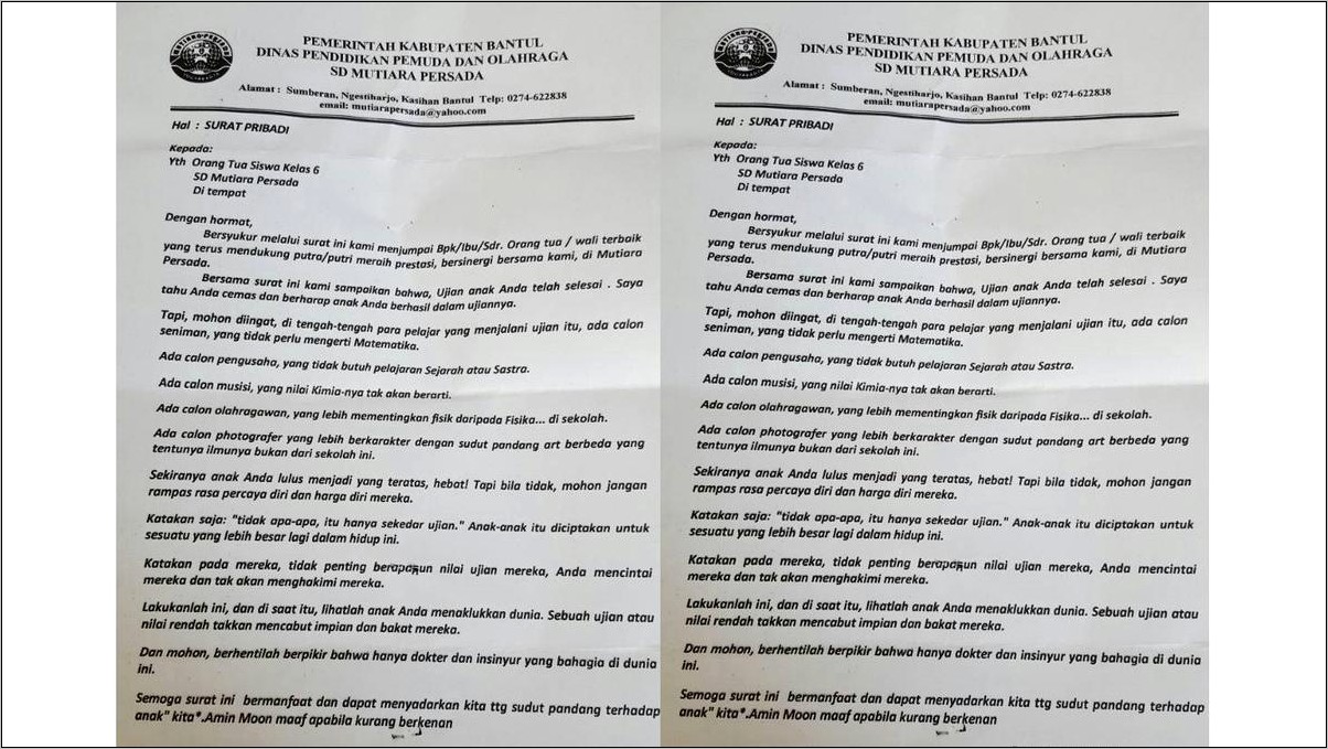 Contoh Surat Undangan Kepada Orang Tua Pembukaan Kelulusan Siswa