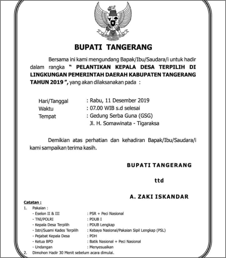 Contoh Surat Undangan Kepala Desa Kepada Masyarakat