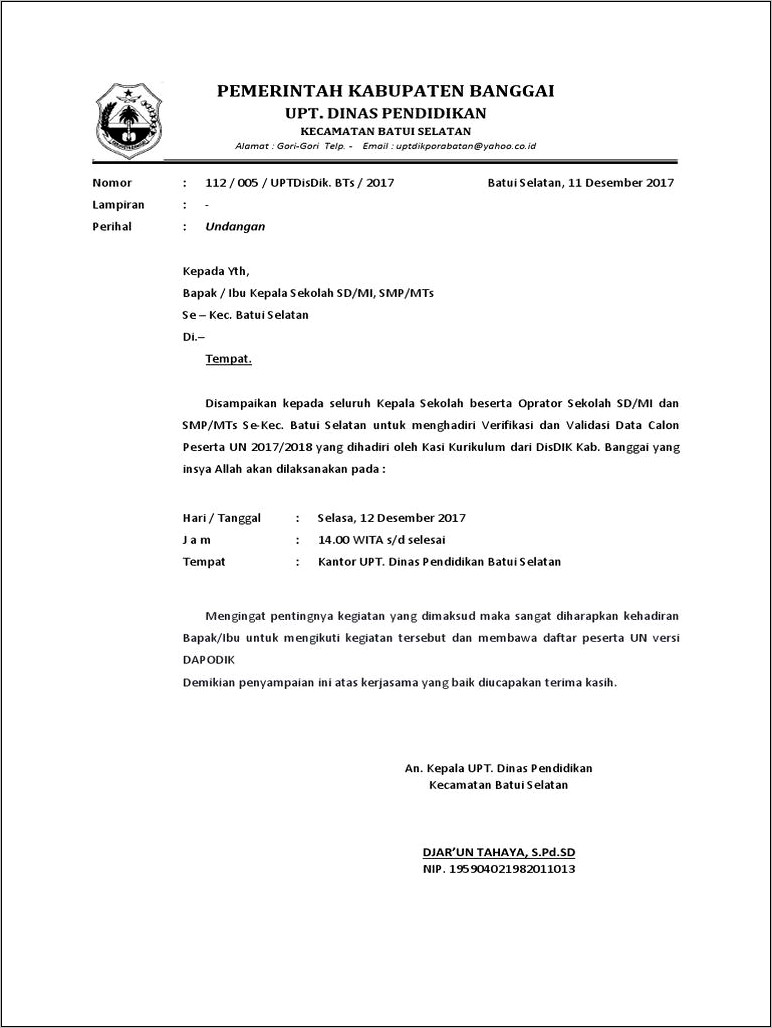 Contoh Surat Undangan Kepala Sekolah Kegiatan Buka Bersama