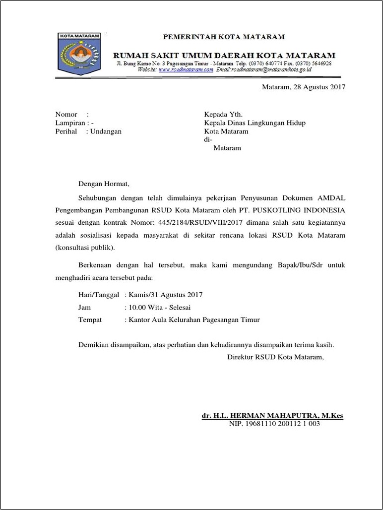 Contoh Surat Undangan Konsultasi Publik Peraturan