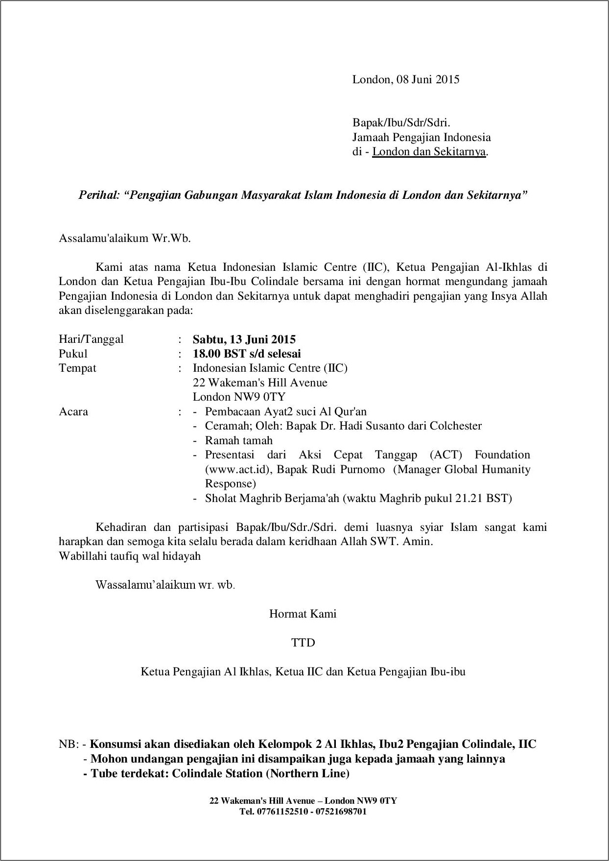 Contoh Surat Undangan Kpd Anak Yatim Menghadiri Acara Baksos Baksos