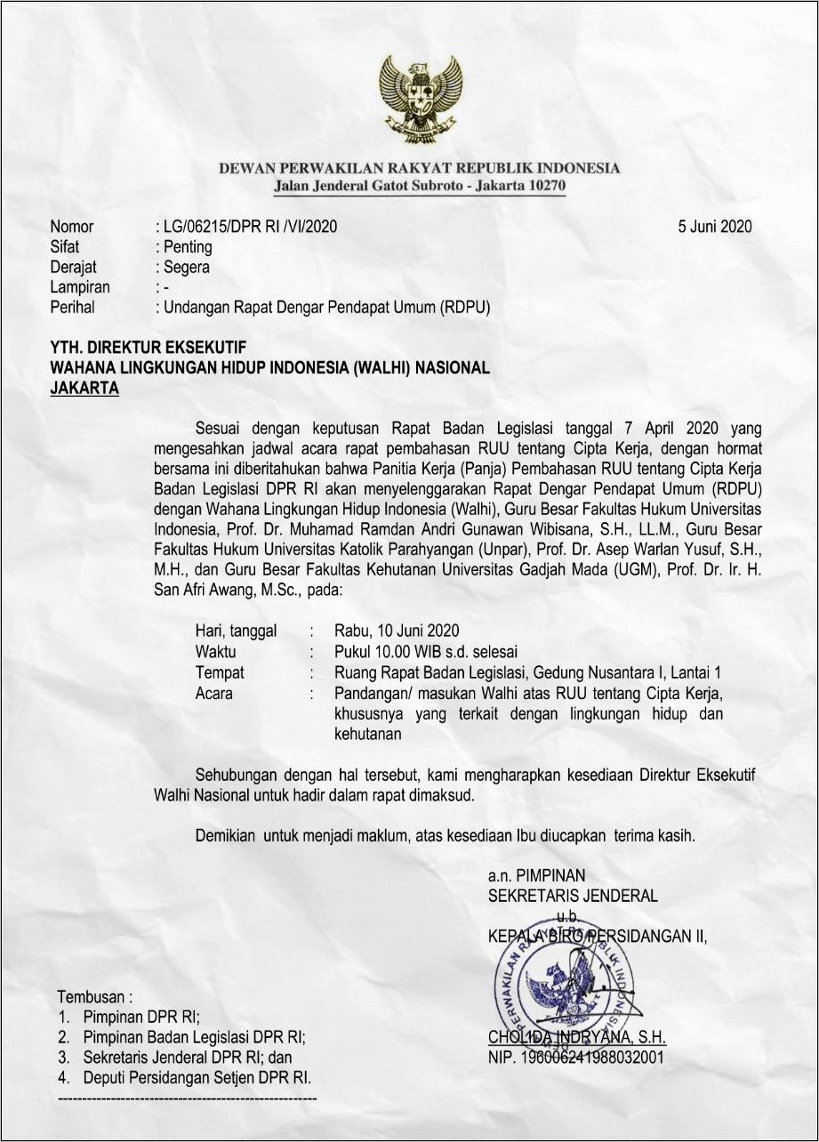 Contoh Surat Undangan Kunjungan Korban Longsor