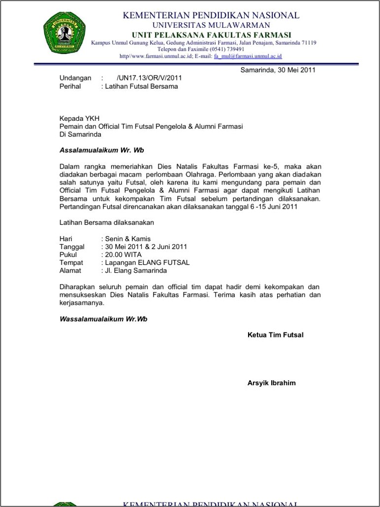 Contoh Surat Undangan Lomba Doc