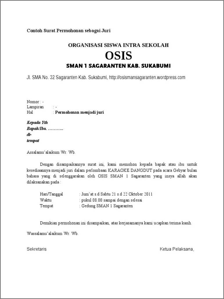 Contoh Surat Undangan Lomba Ke Berbagai Sekolah Dalam Satu Lampiran