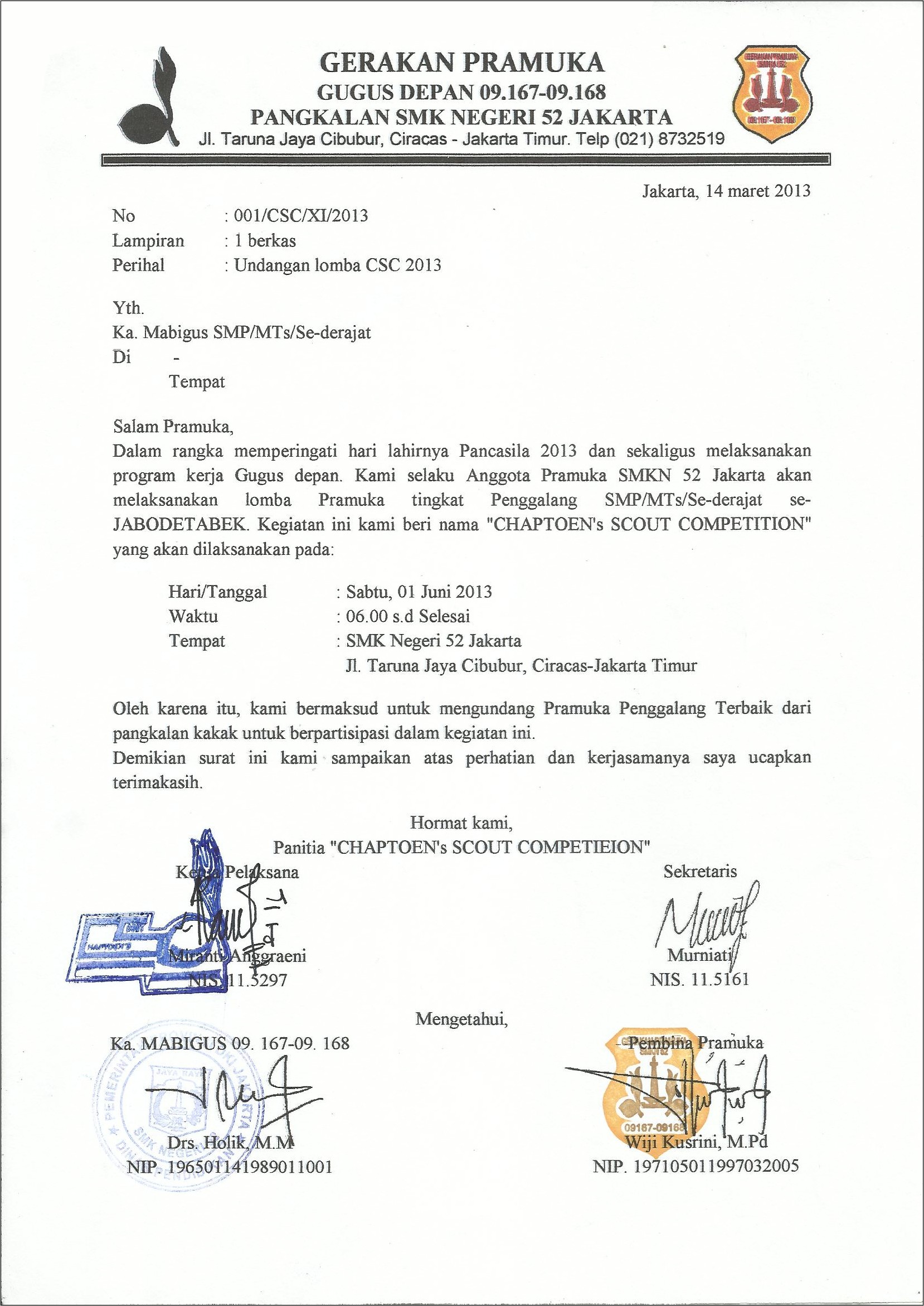 Contoh Surat Undangan Lomba Menulis