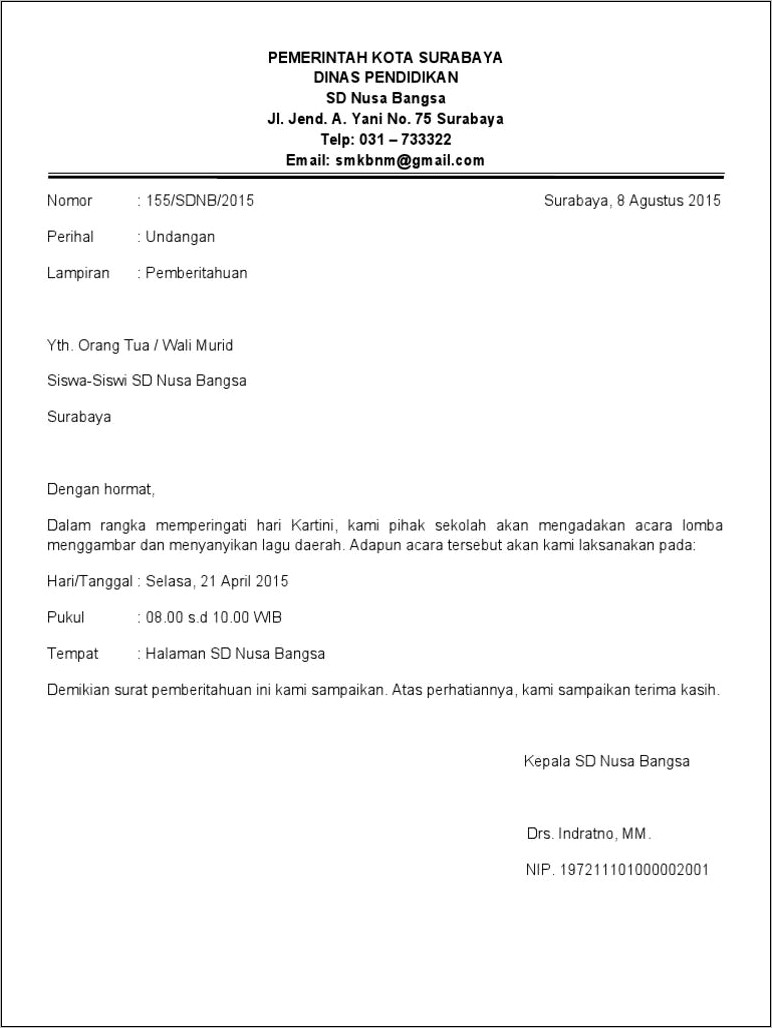 Contoh Surat Undangan Lomba Mewarnai Ke Sekolah