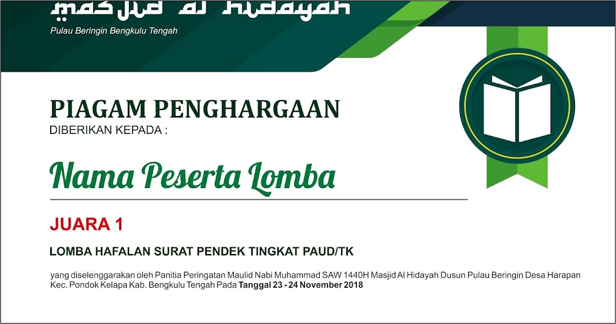 Contoh Surat Undangan Lomba Mewarnai Paud