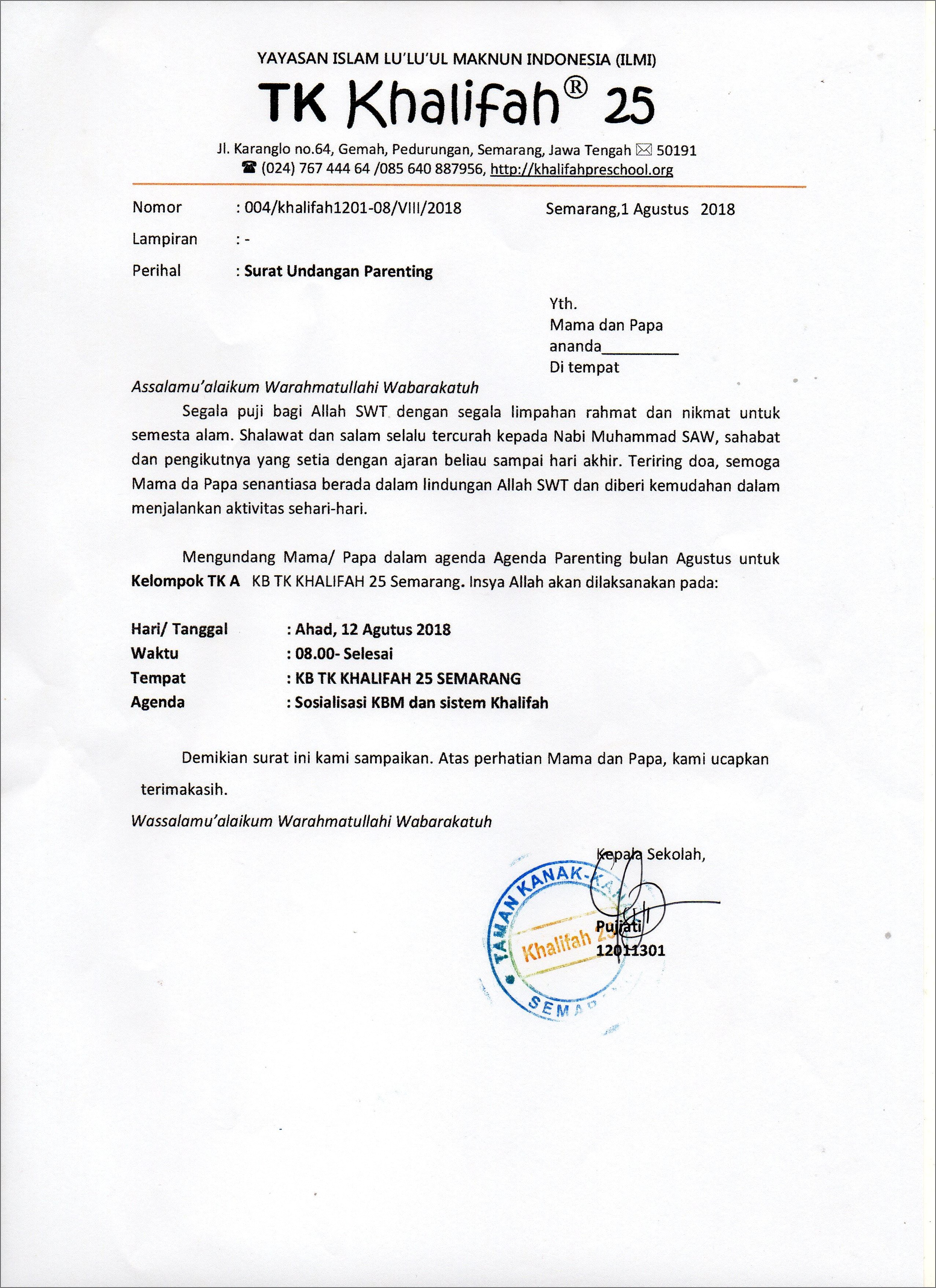 Contoh Surat Undangan Lomba Mewarnai Tk