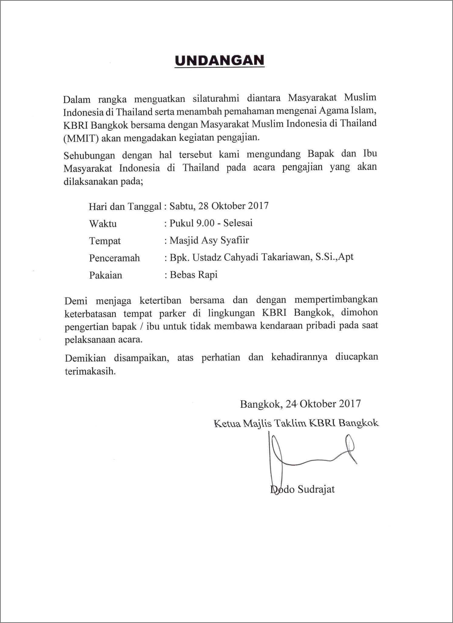 Contoh Surat Undangan Majelis Silaturahmi