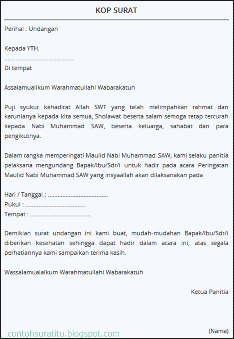 Contoh Surat Undangan Maulid Dari Orang Kaya