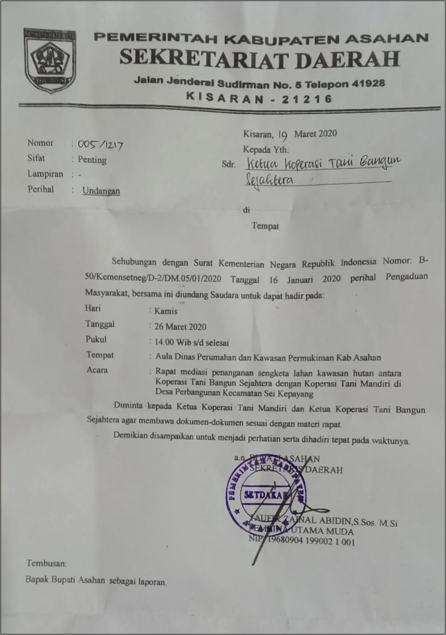 Contoh Surat Undangan Mediasi Dari Desa