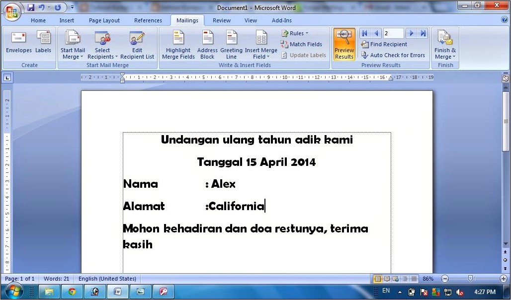 Contoh Surat Undangan Menggunakan Mail Merge