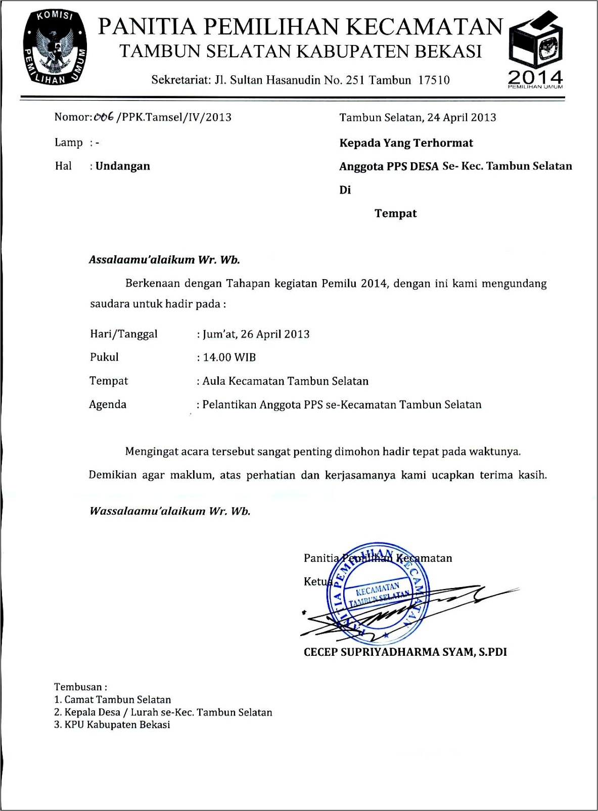 Contoh Surat Undangan Mengundang Ketua Organisasi