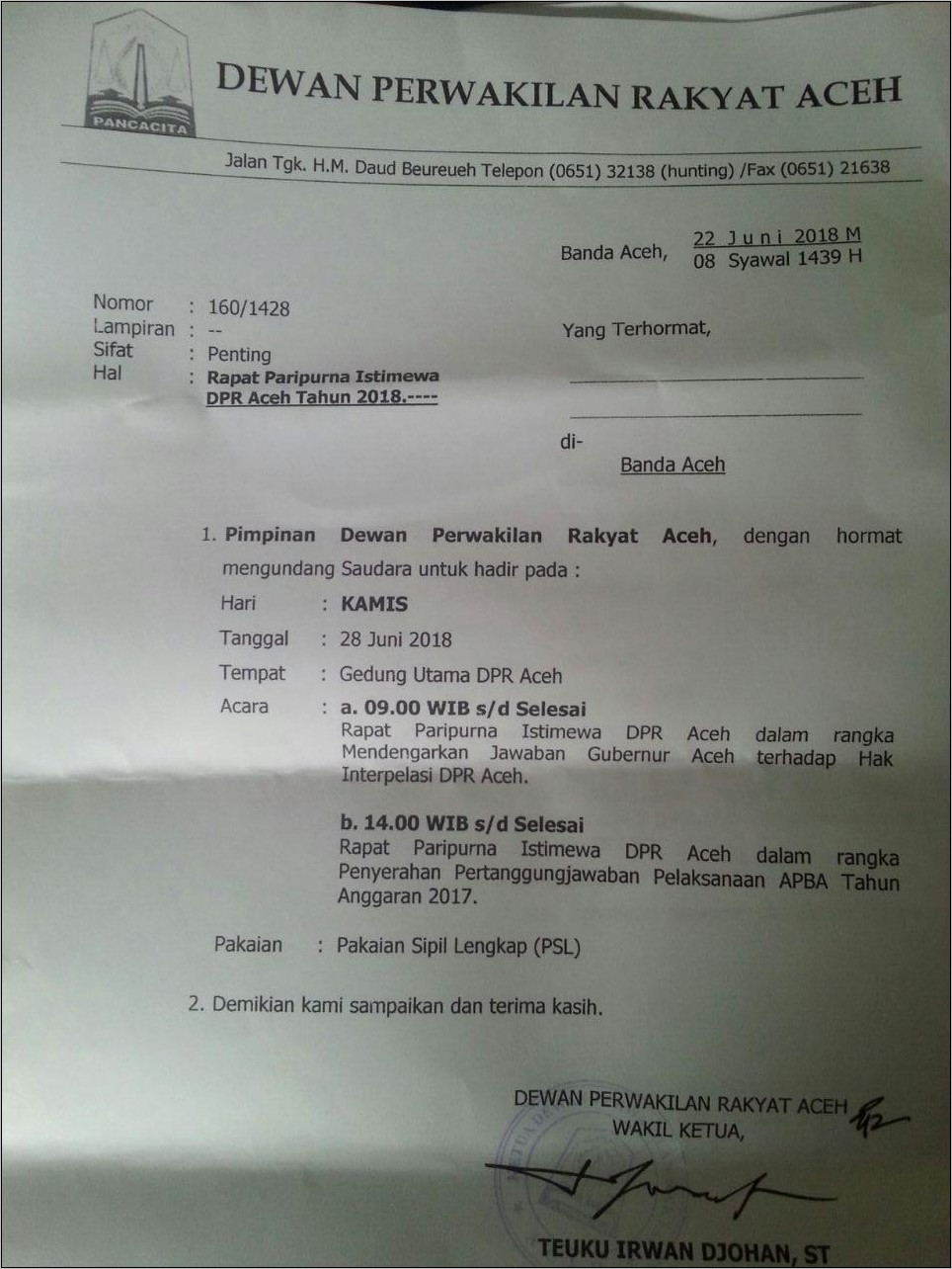 Contoh Surat Undangan Mengundang Ketua Wakil Untuk Hadir