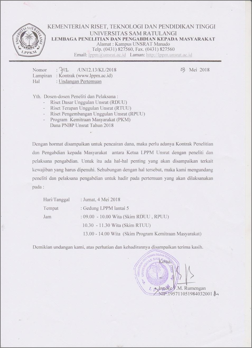 Contoh Surat Undangan Monev Kecamatan