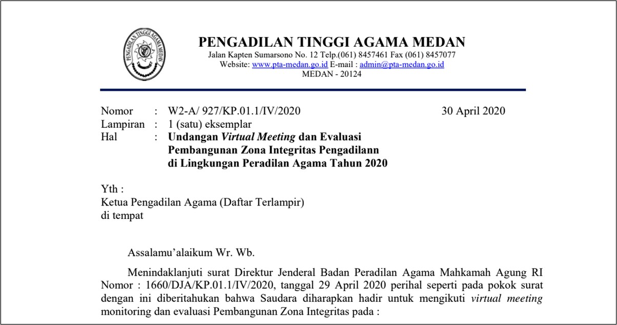 Contoh Surat Undangan Monitoring Pembangunan