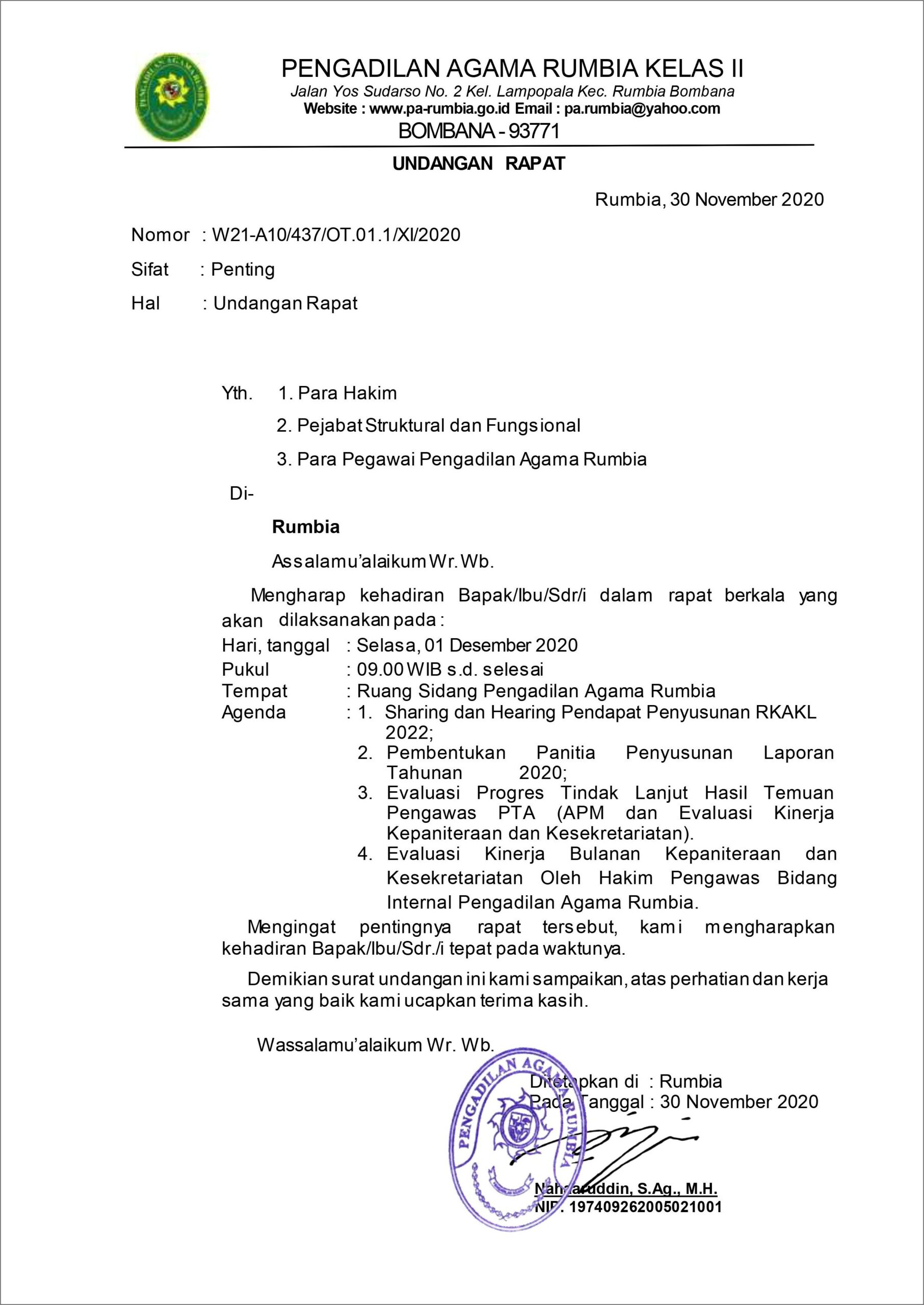 Contoh Surat Undangan Musyawarah Majelis