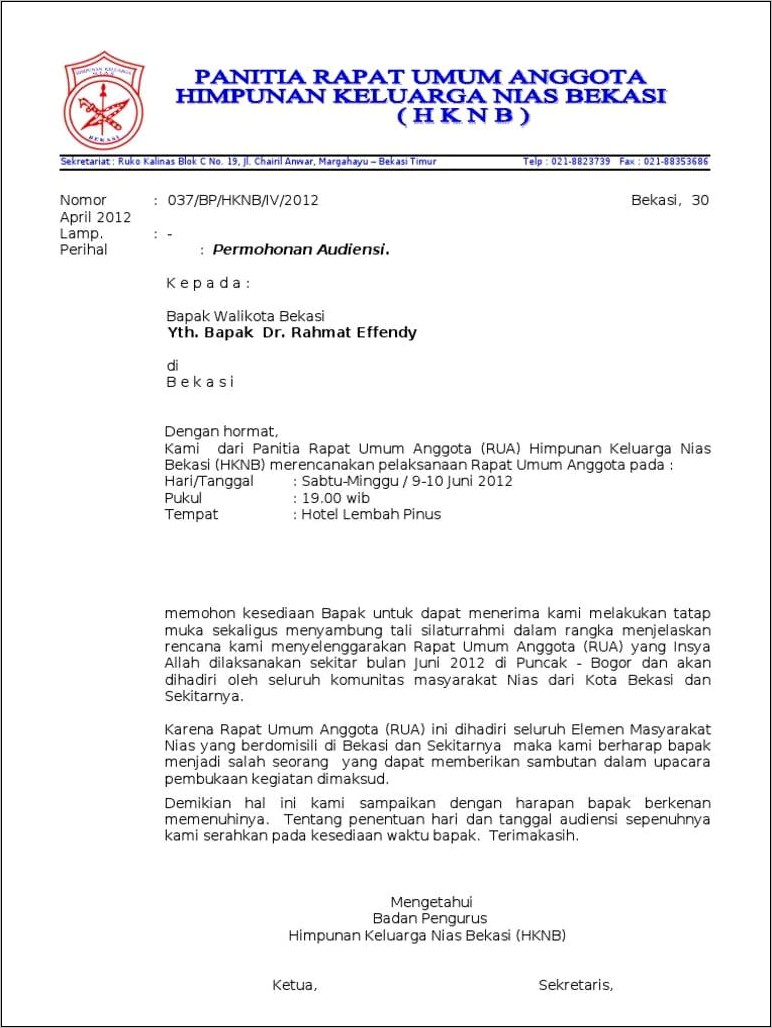 Contoh Surat Undangan Nias