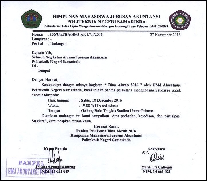 Contoh Surat Undangan O2sn Pembukaan