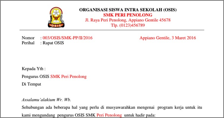 Contoh Surat Undangan Orang Tua Persiapan Kenaikan Kelas