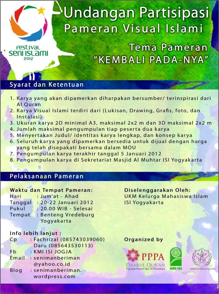 Contoh Surat Undangan Pameran Karya Seni Rupa