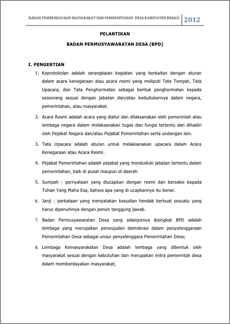 Contoh Surat Undangan Pelantikan Kepala Desa