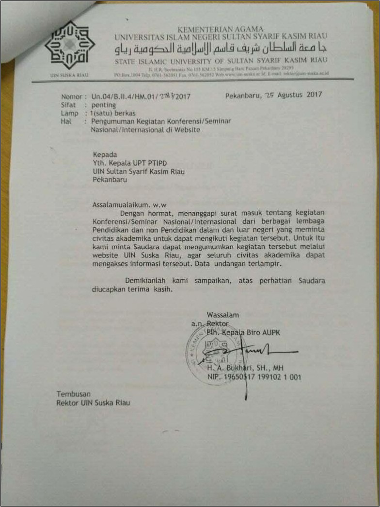 Contoh Surat Undangan Pelantikan Organisasi Pemuda Ipk