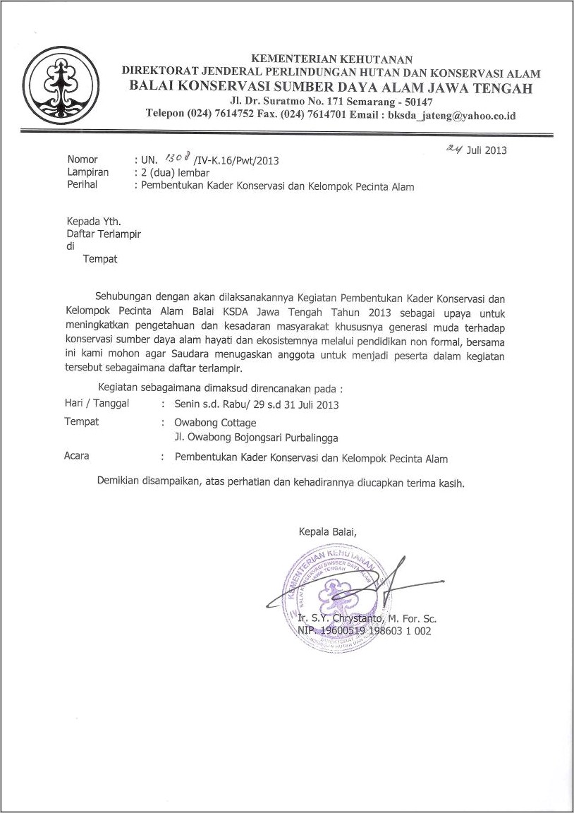 Contoh Surat Undangan Pelatihan Kader Teknik