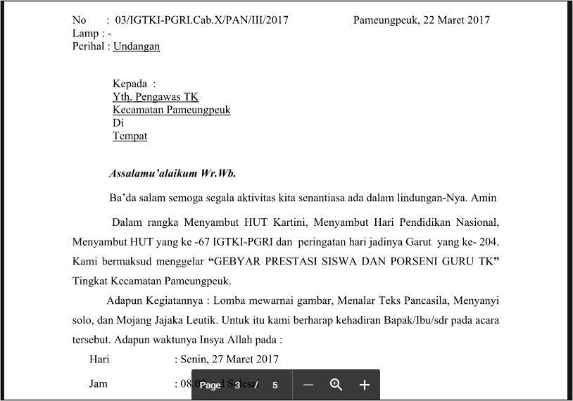 Contoh Surat Undangan Pembagian Tabungan Siswa