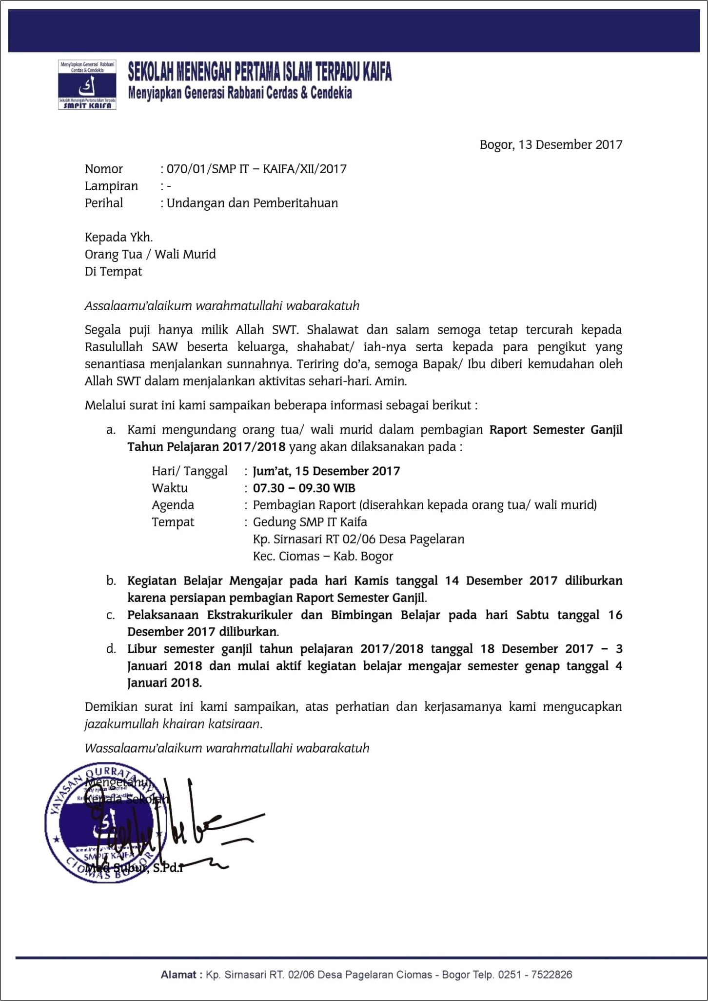 Contoh Surat Undangan Pemberitahuan Tpq