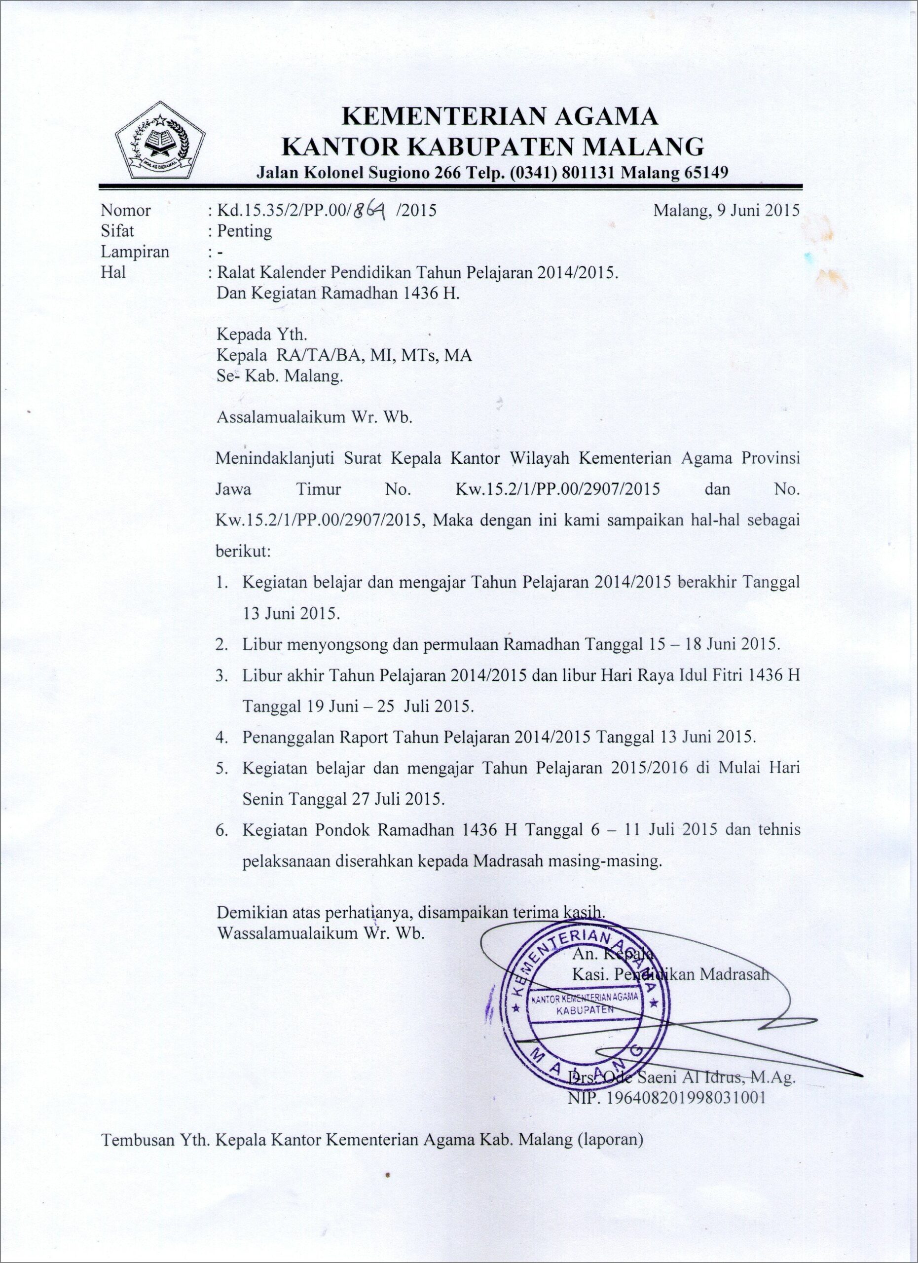 Contoh Surat Undangan Pembinaan K13