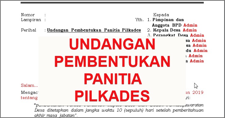 Contoh Surat Undangan Pembubaran Dan Pembentukan Lembaga