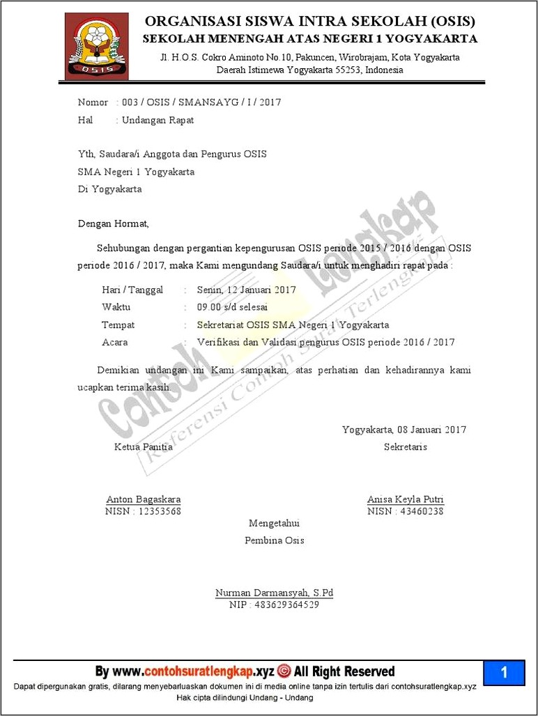 Contoh Surat Undangan Pemilu Doc